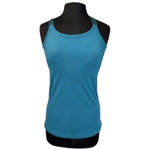 yest‎ Cross Strap Halter Tank Women's Size 6 Teal Active Athleisure Tennis Beach